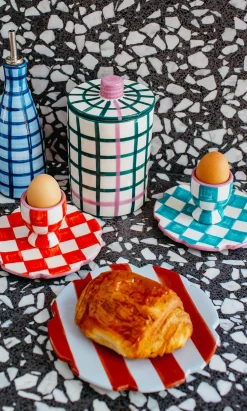 Blue Check Egg Cup + Small Plate><noscript><img width=