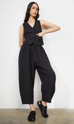 Butoni Pants - Black Linen>Plümo Studio Hot