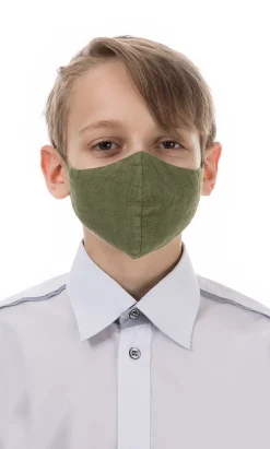 Organic Linen Kids Mask - Khaki>Plümo Sale