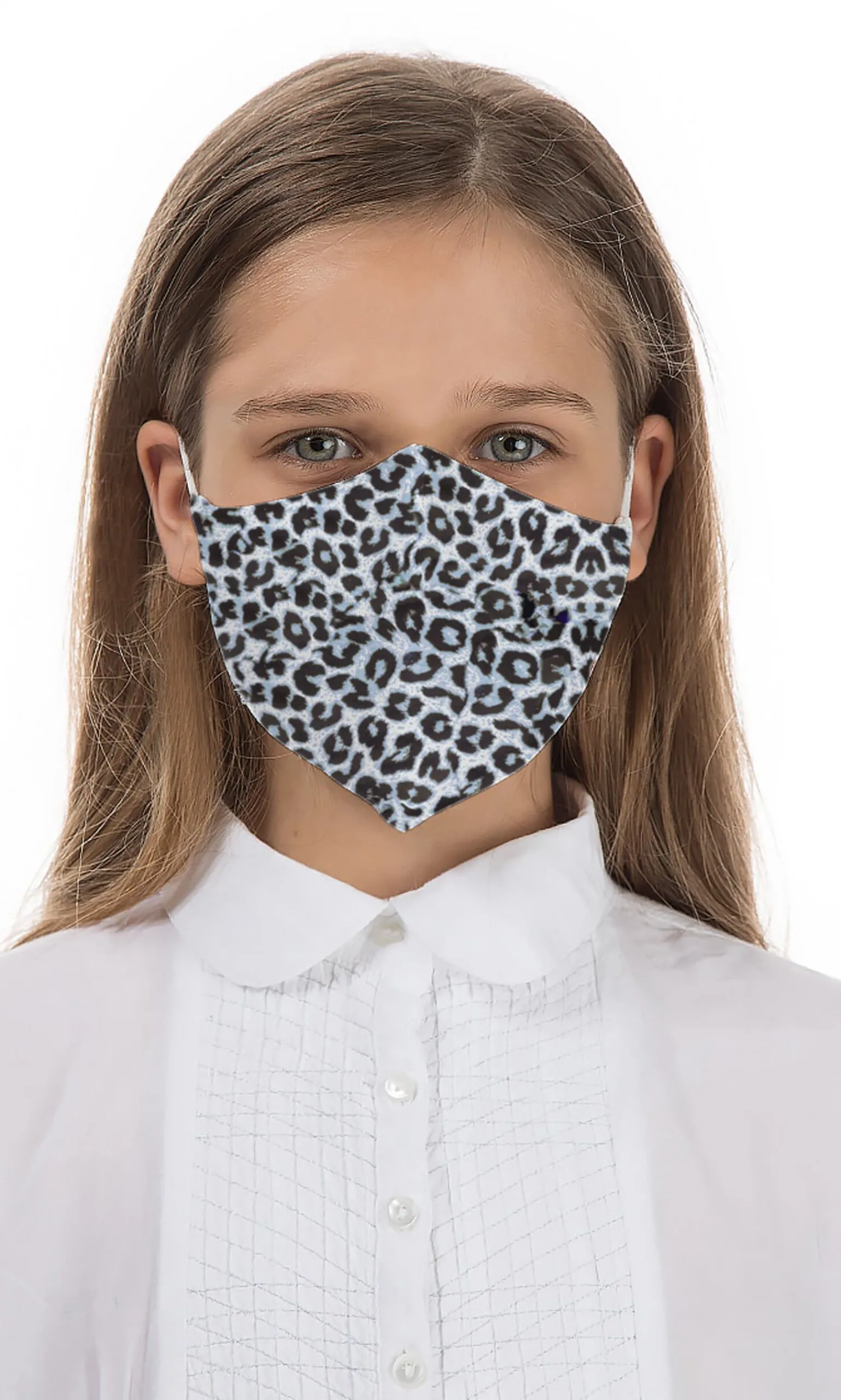 Organic Linen Kids Mask - Blue Leopard>Plümo Discount