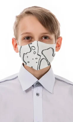 Organic Linen Kids Mask - Scary Stripe>Plümo Sale