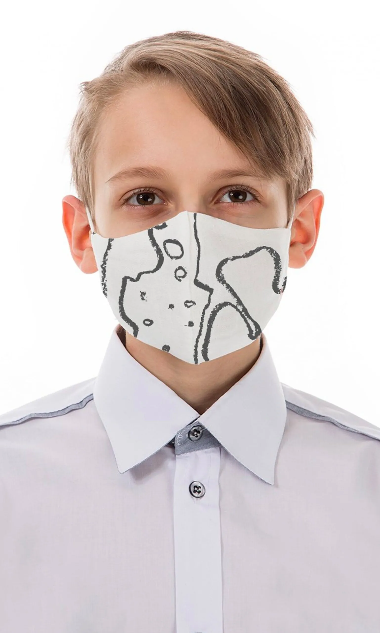 Organic Linen Kids Mask - Scary Stripe>Plümo Sale