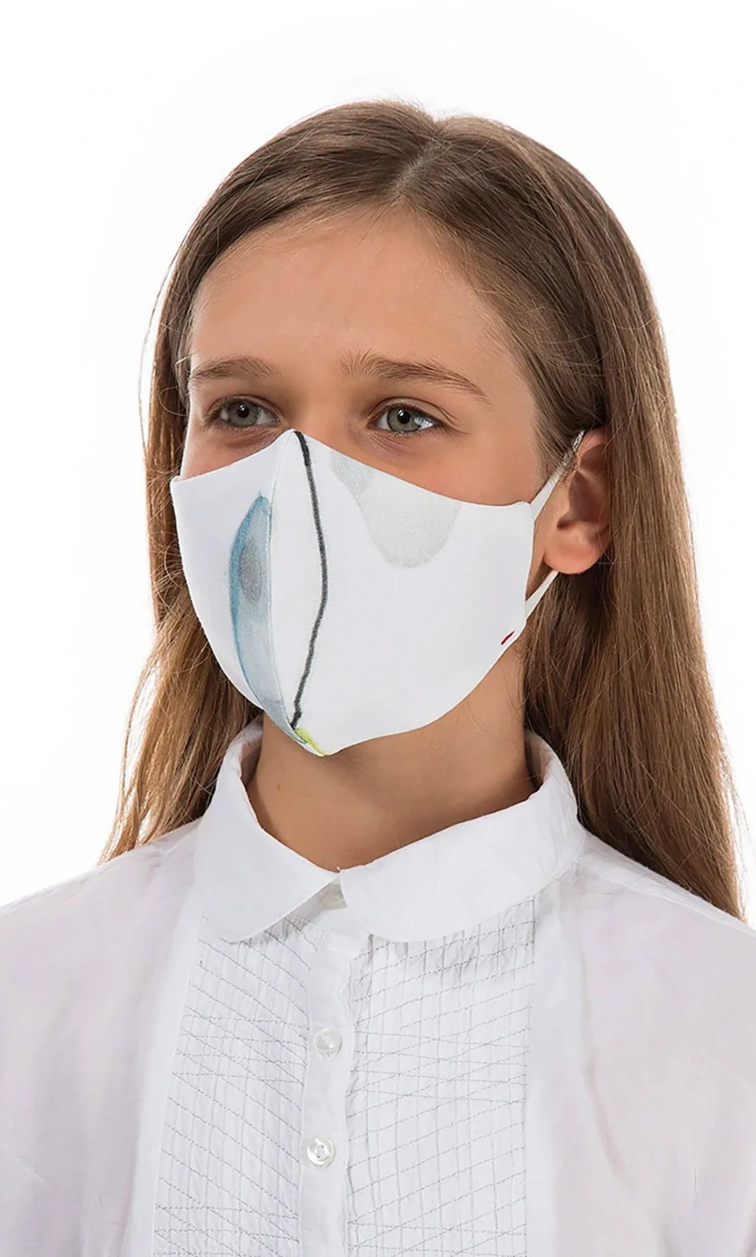 Organic Linen Kids Mask Water Colour>Plümo Hot