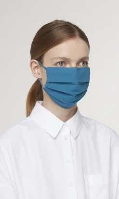 Pleated Face Mask & Pouch - Finnish Blue>Plümo