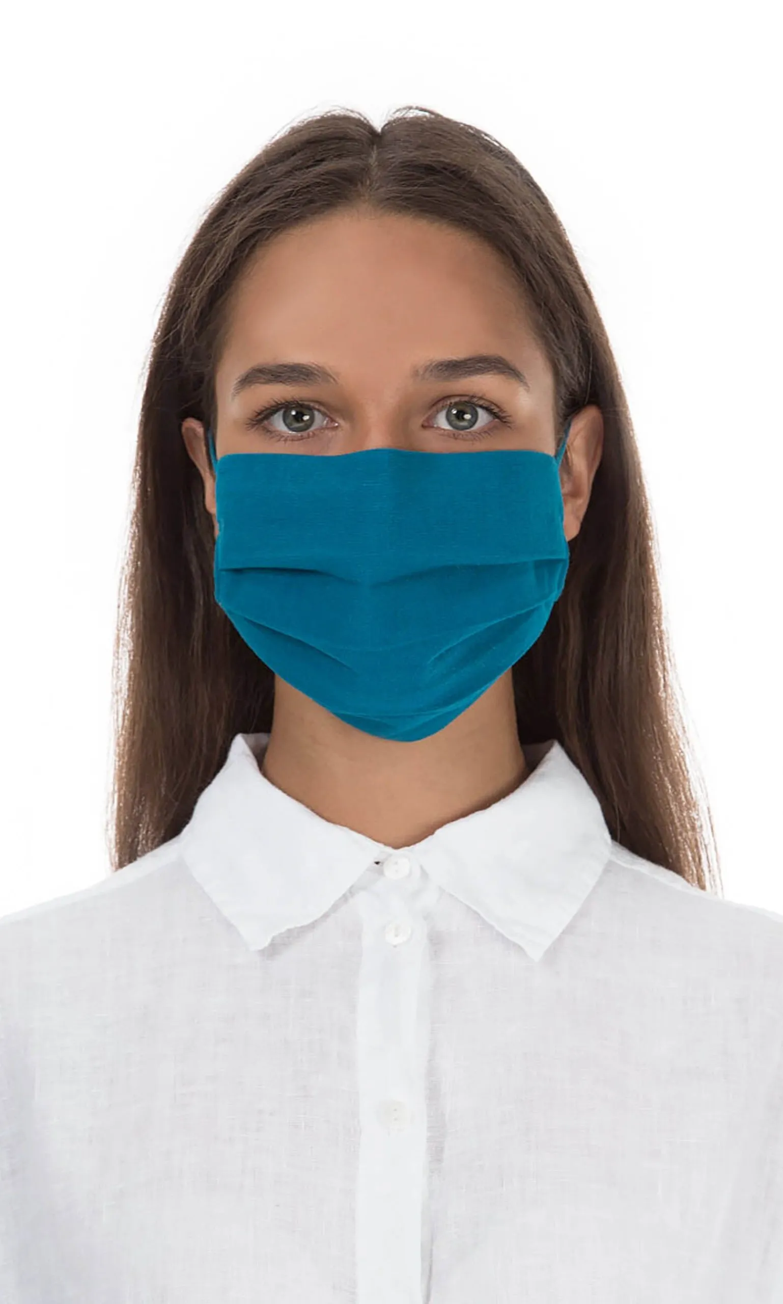 Pleated Face Mask & Pouch - Finnish Blue>Plümo