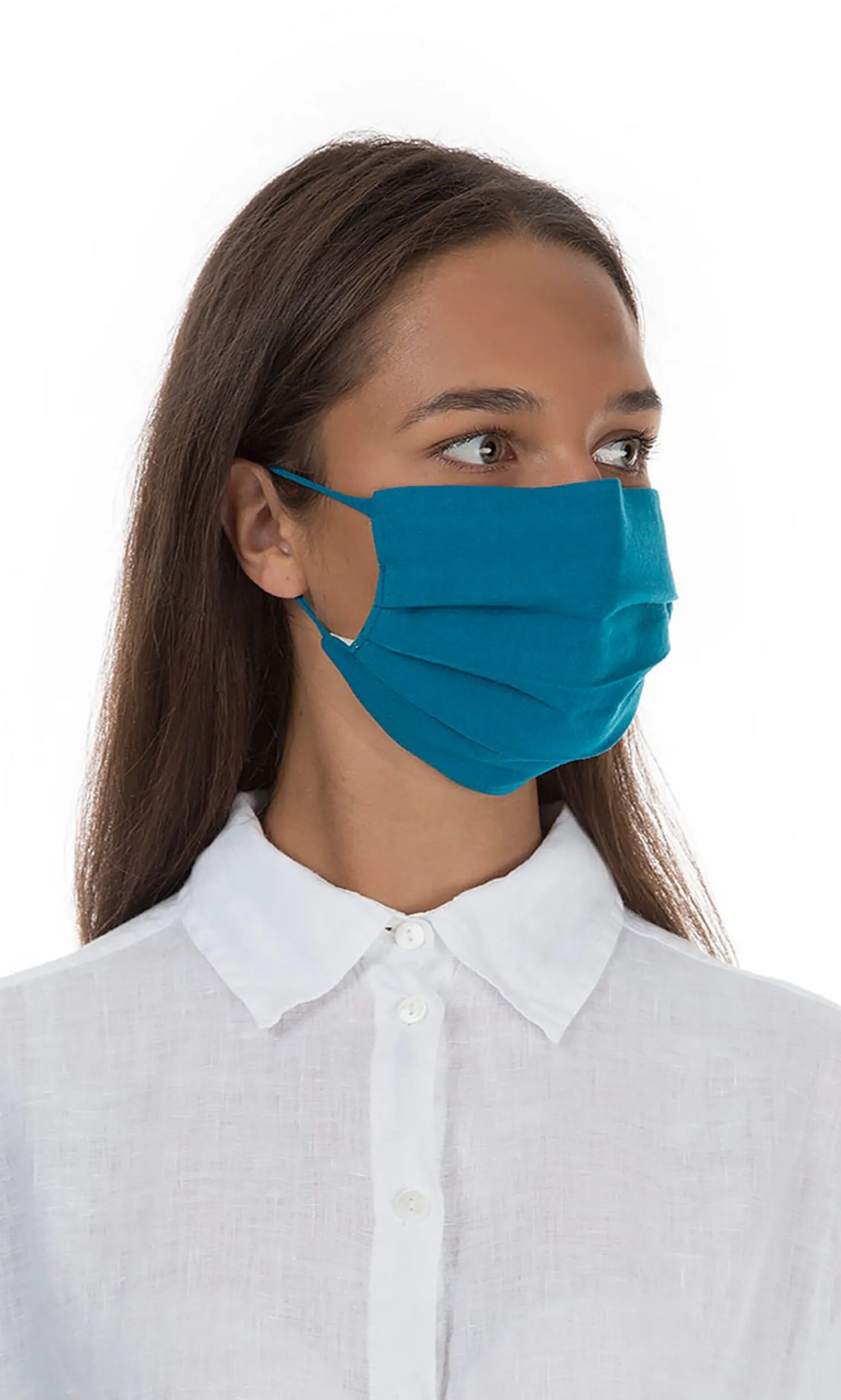 Pleated Face Mask & Pouch - Finnish Blue>Plümo