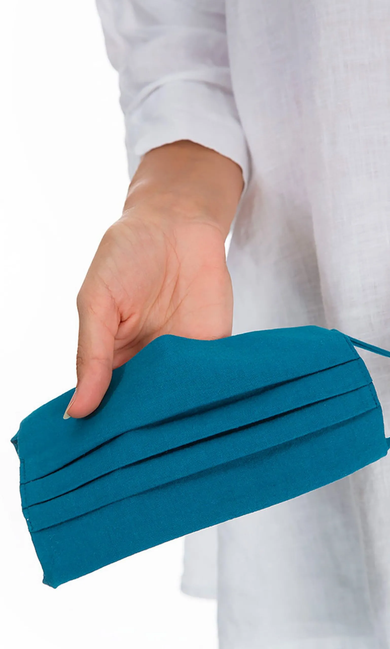 Pleated Face Mask & Pouch - Finnish Blue>Plümo