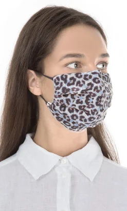 Pleated Face Mask & Pouch - Blue Leopard>Plümo Sale