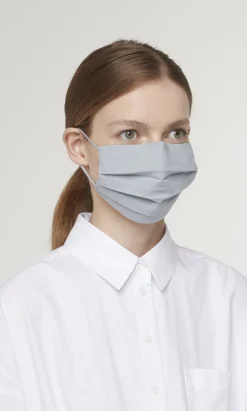 Pleated Face Mask & Pouch - Grey><noscript><img width=