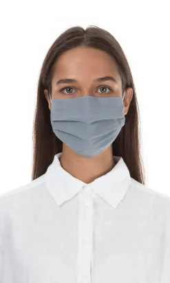 Pleated Face Mask & Pouch - Grey><noscript><img width=