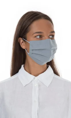 Pleated Face Mask & Pouch - Grey><noscript><img width=