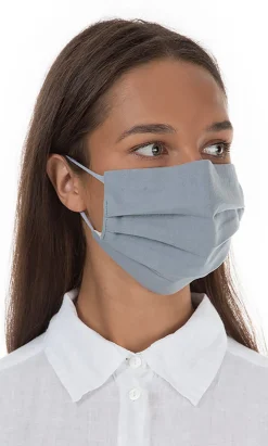 Pleated Face Mask & Pouch - Grey><noscript><img width=