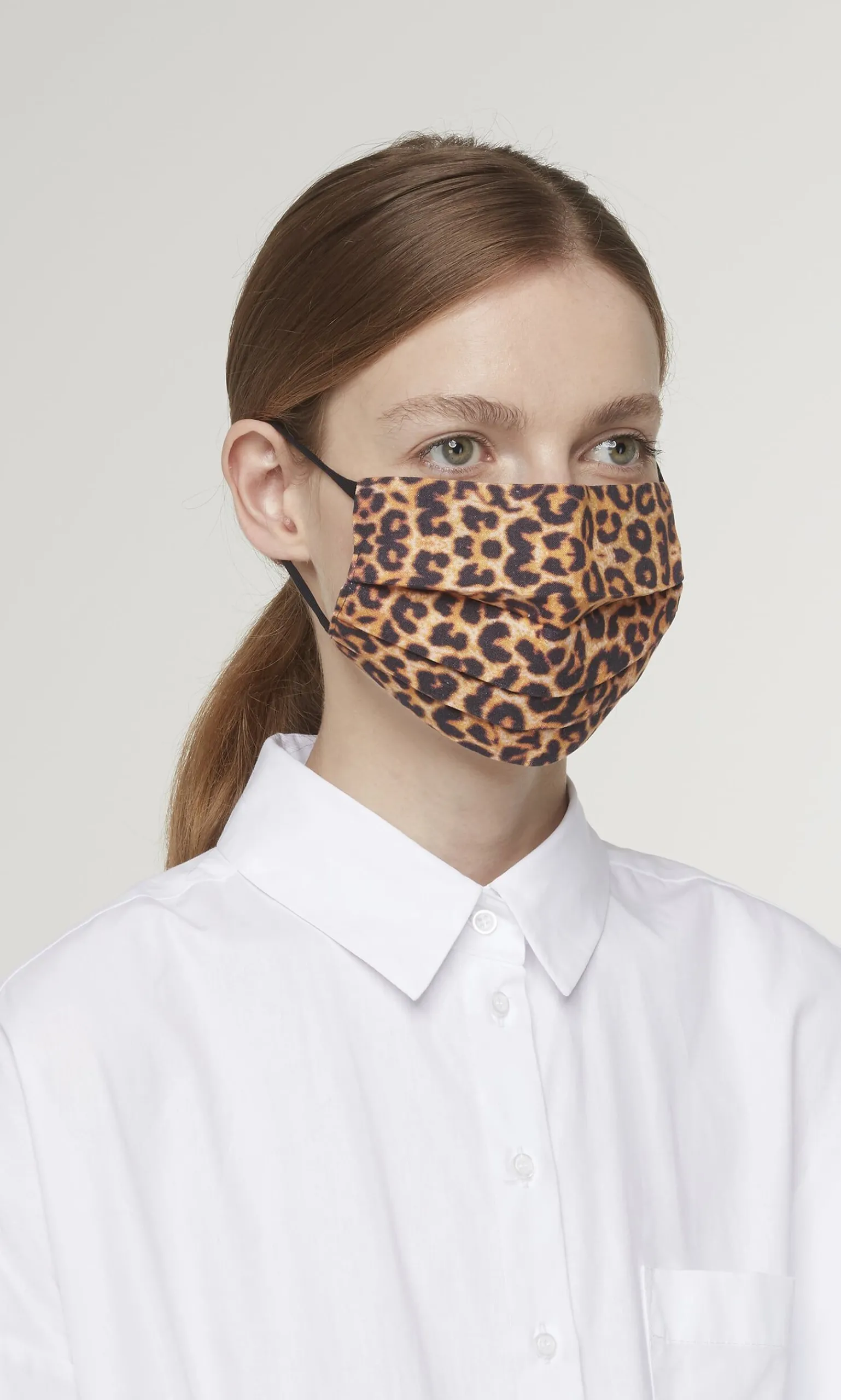 Pleated Linen Mask - Leopard Print>Plümo