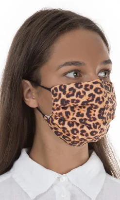 Pleated Linen Mask - Leopard Print><noscript><img width=