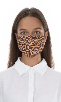 Pleated Linen Mask - Leopard Print><noscript><img width=