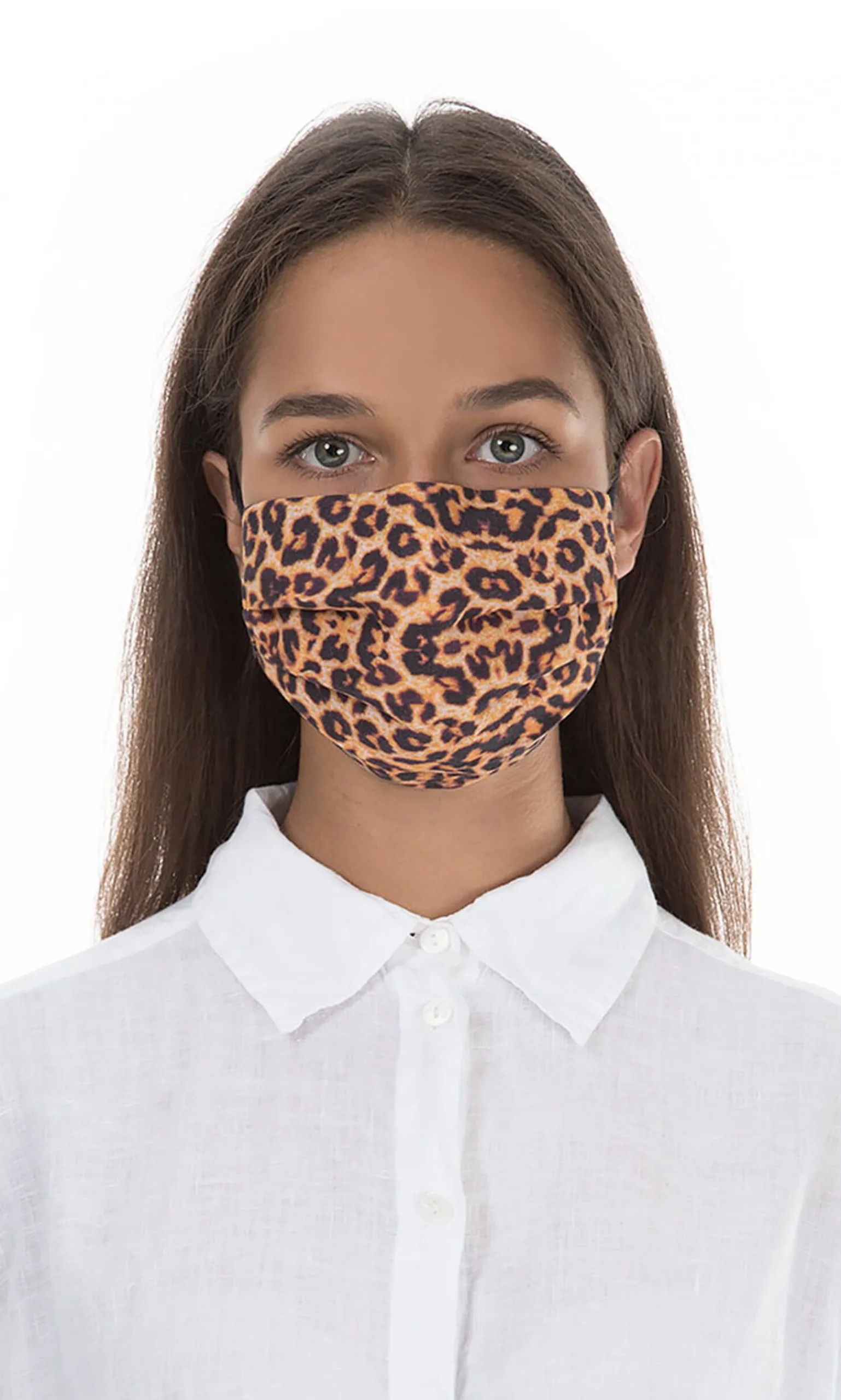 Pleated Linen Mask - Leopard Print>Plümo