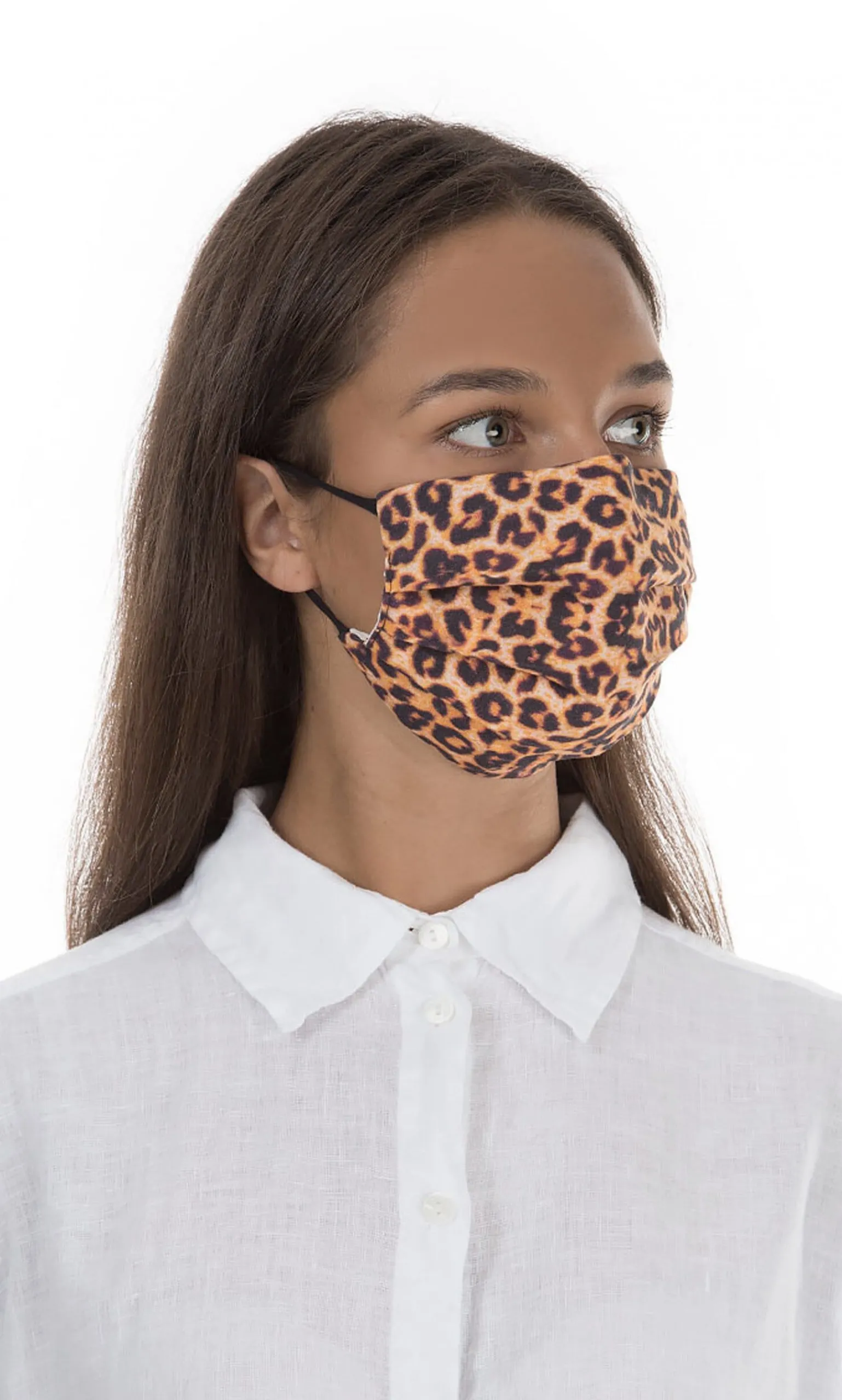 Pleated Linen Mask - Leopard Print>Plümo