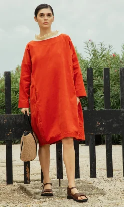 Rae Cord Dress - Cayenne>Plümo Studio Best