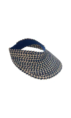 Raffia Sun Visor - Navy><noscript><img width=
