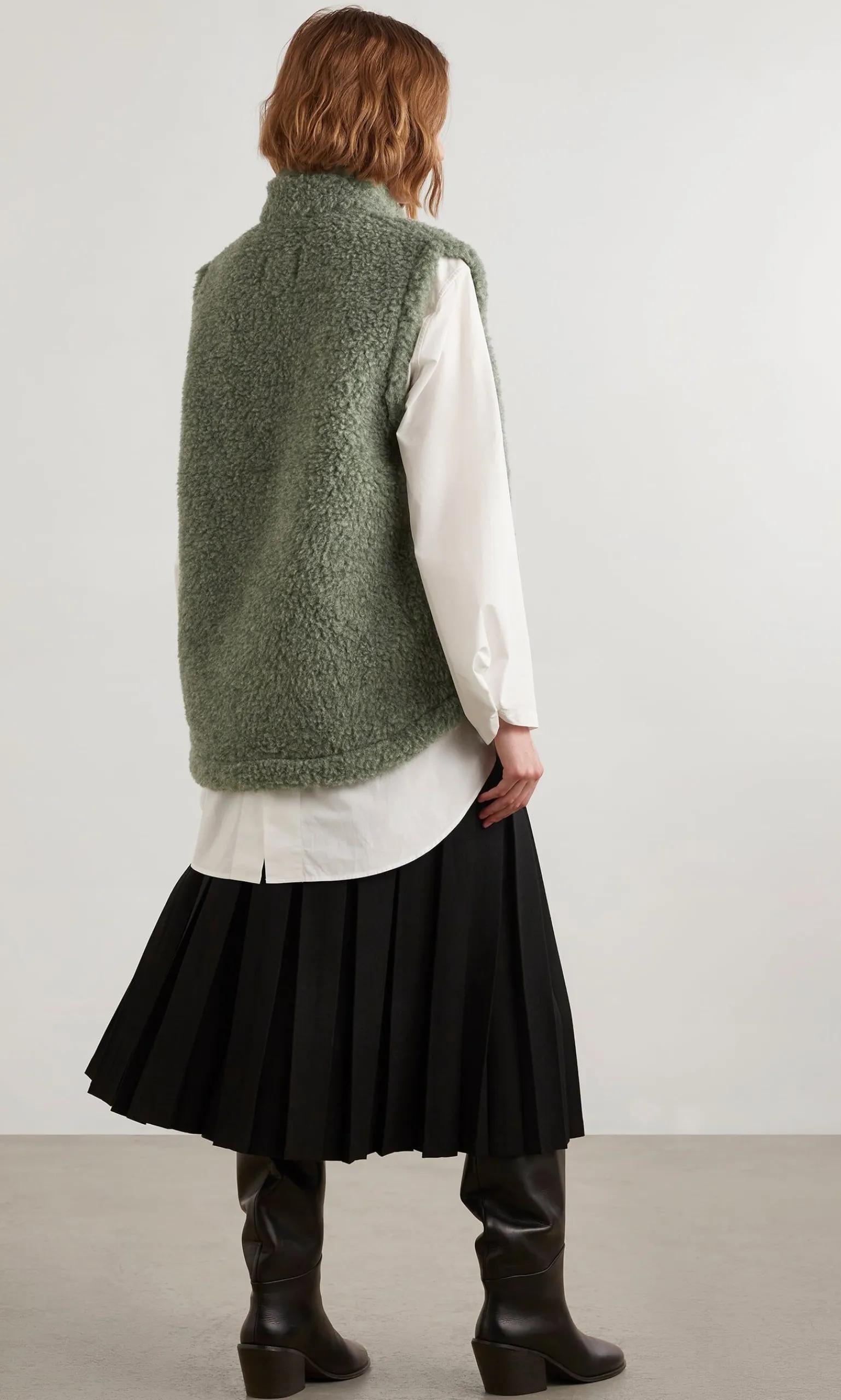 Ramblers Green Wool Gilet (No Hood)>Plümo Studio New