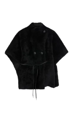 Shearling Cape - Black><noscript><img width=