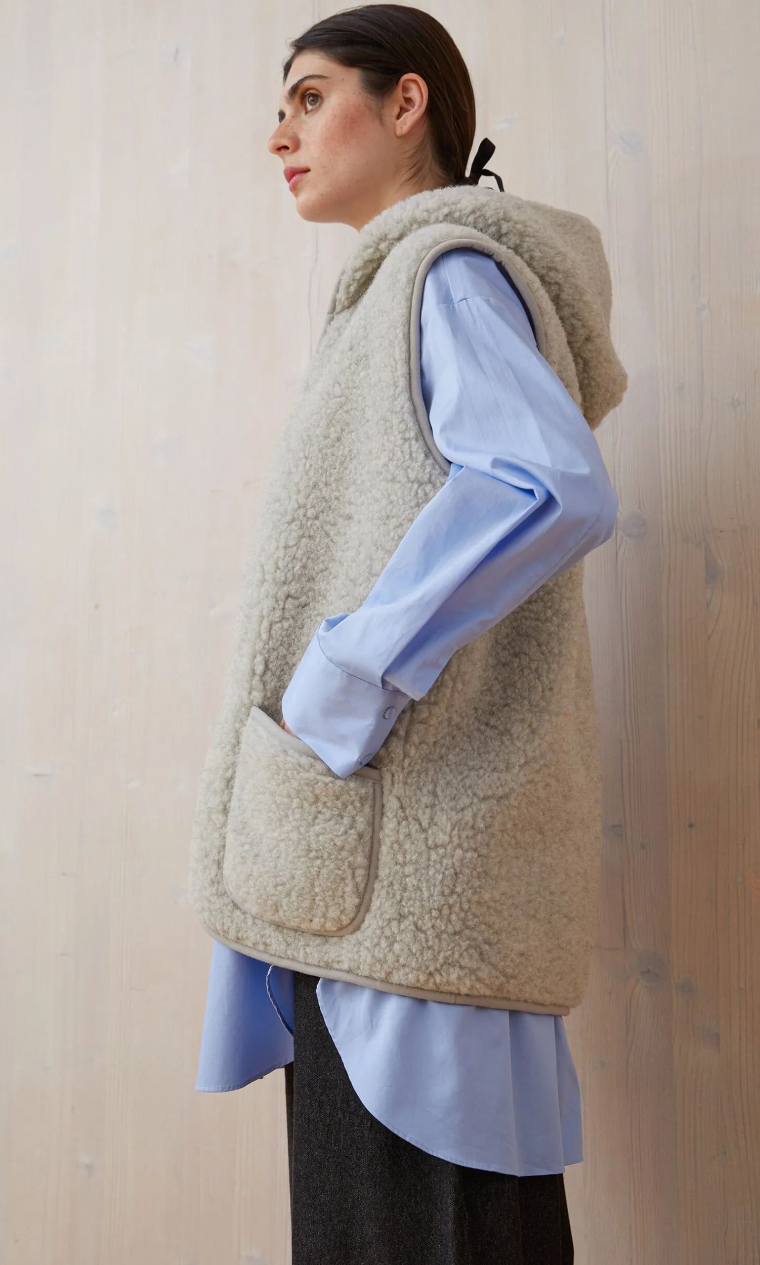 Wool Gilet - Light Grey>Plümo Online