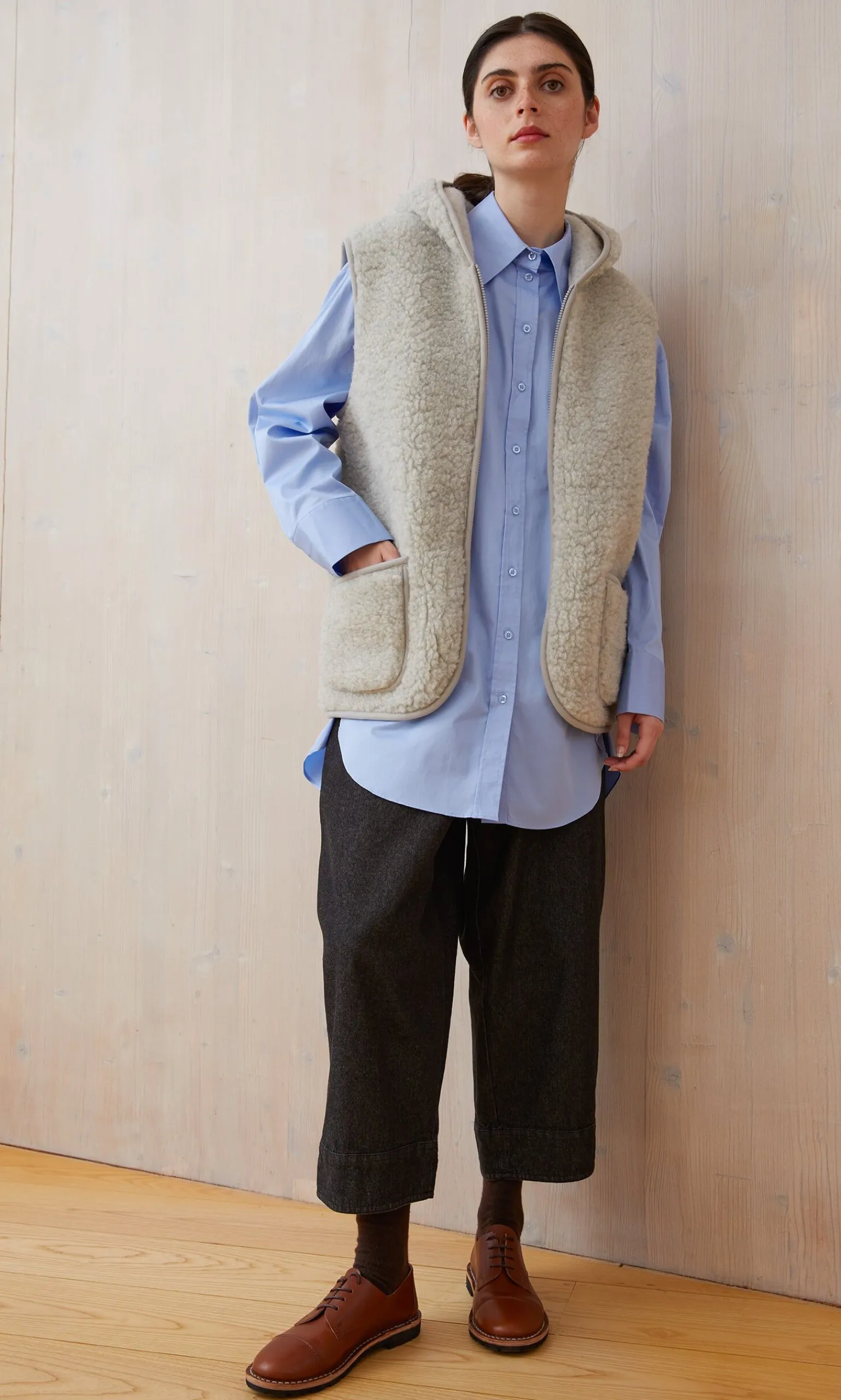 Wool Gilet - Light Grey>Plümo Online